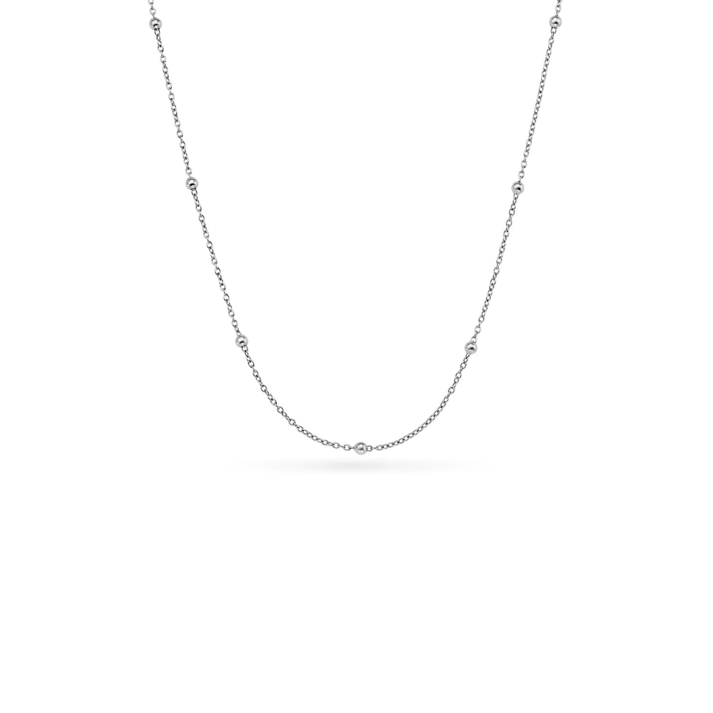 Layering Sphere Chain Necklace 14-16 in (Silver) - Sterling Silver