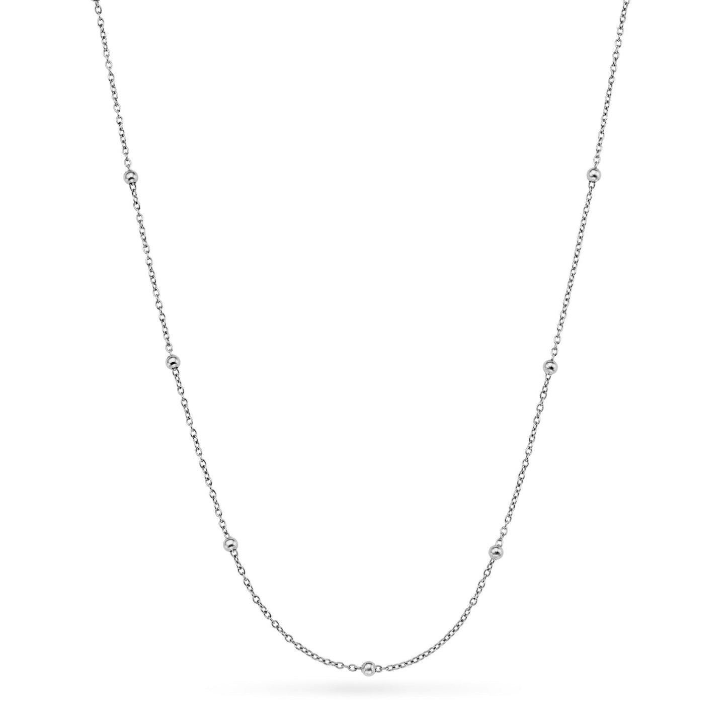 Layering Sphere Chain Necklace 18-20 in (Silver) - Sterling Silver