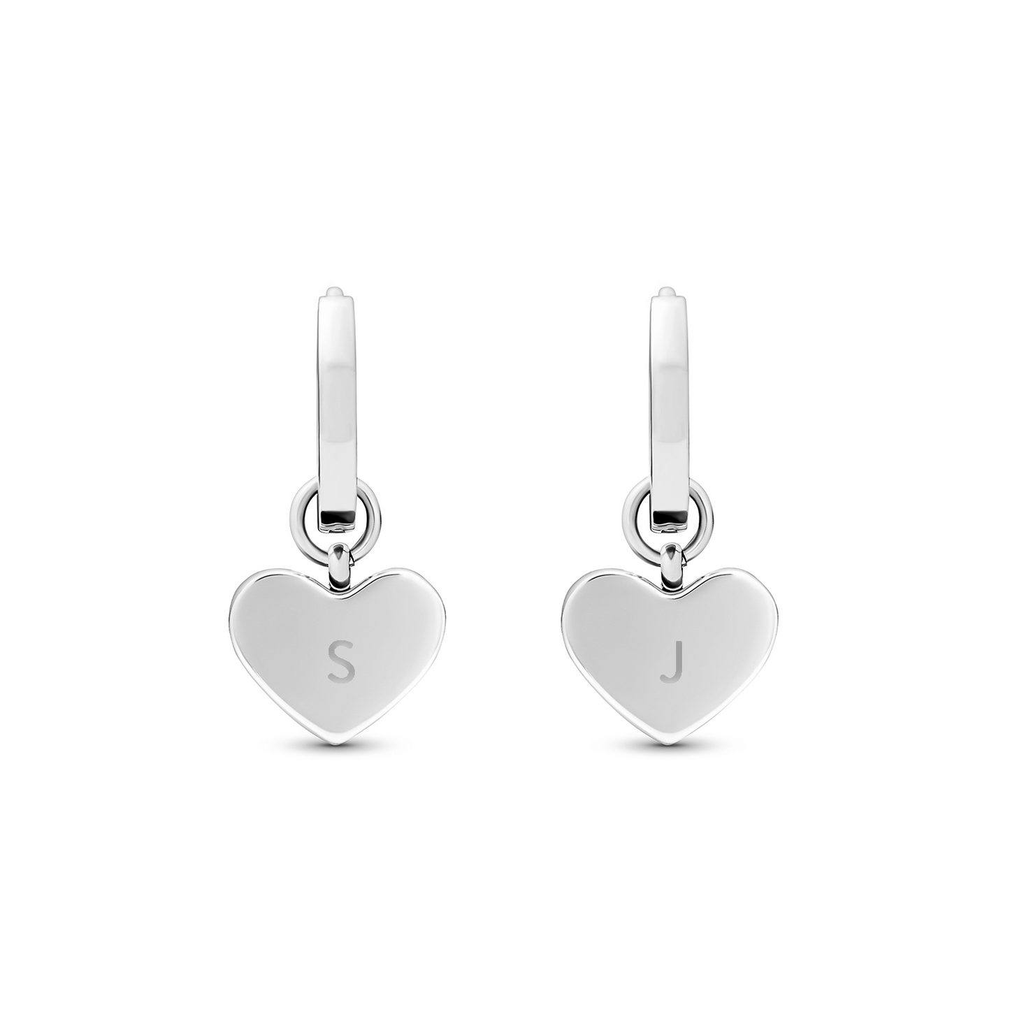 Light Blue Lace Agate Heart Huggie Earrings (Silver)