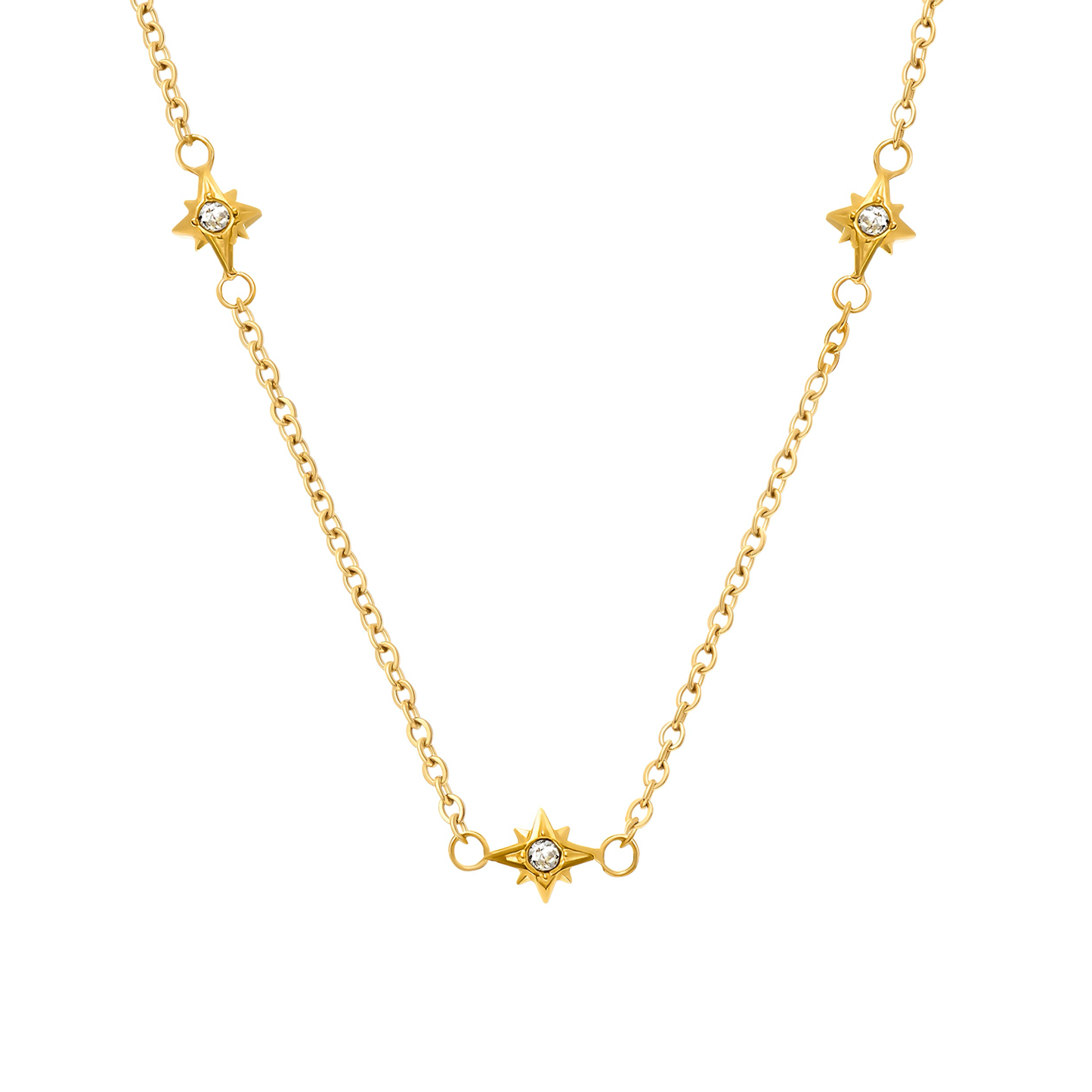 Fingerprint Moon & Star Tag Necklace (Gold)