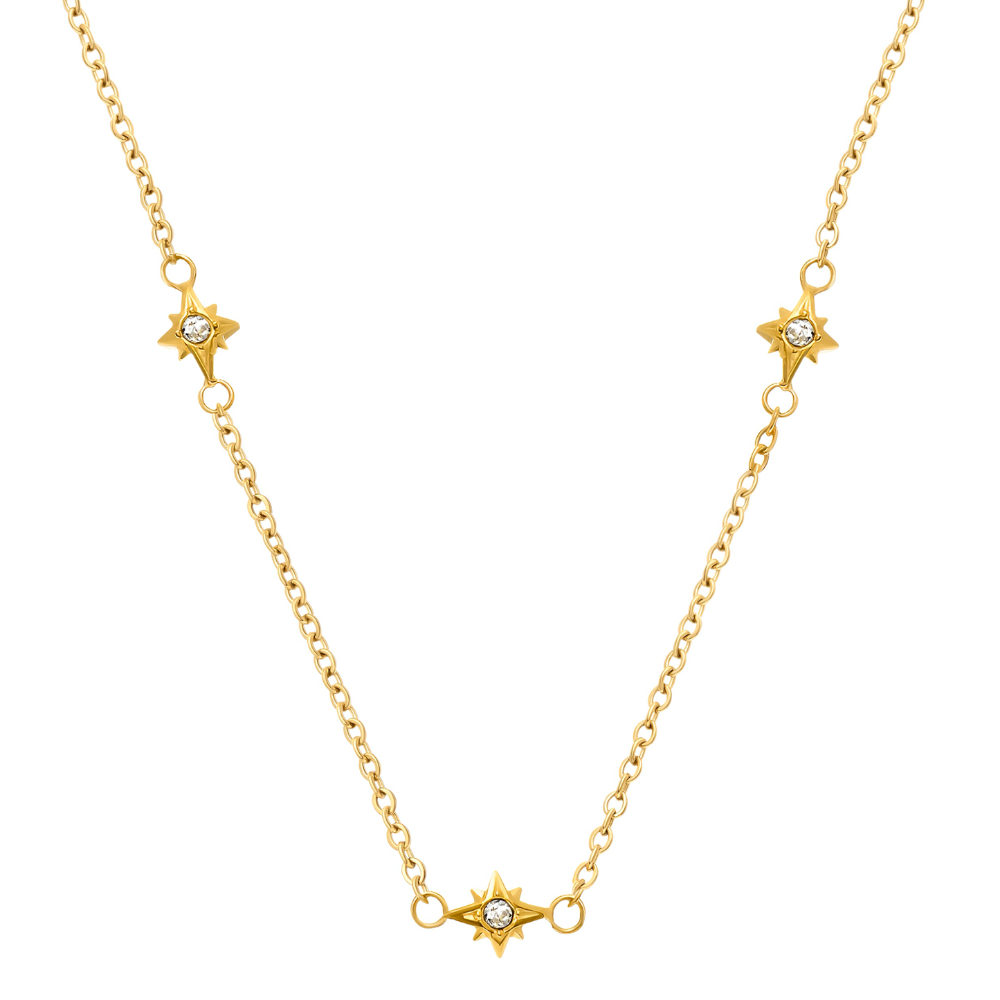 Fingerprint Moon & Star Tag Necklace (Gold)