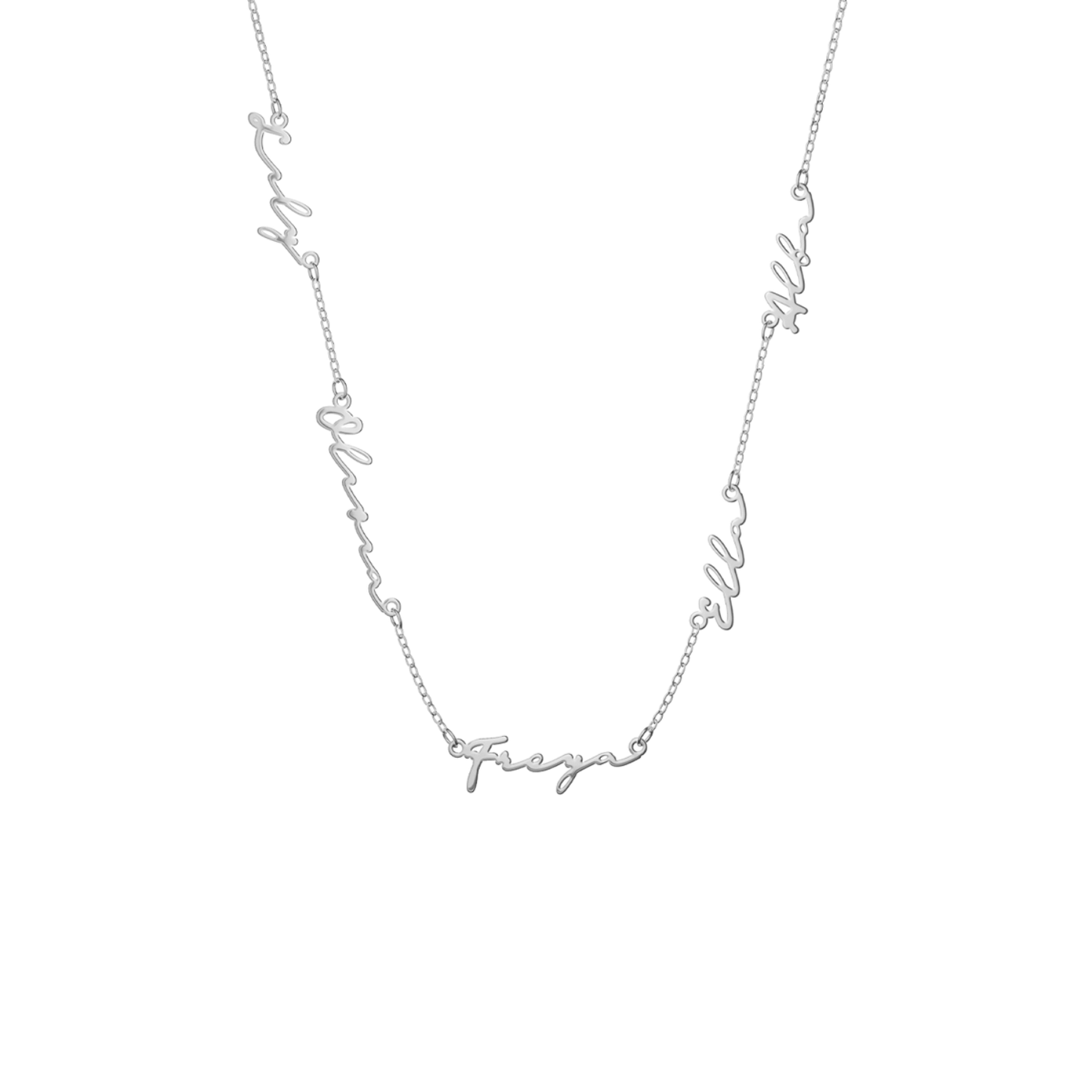 Multi Signature Name Necklace (Silver)