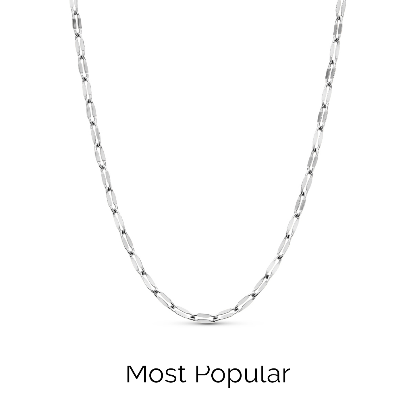 Layering Paperclip Diamond Cut Chain Necklace (Silver)