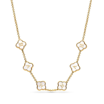 Pearl Clover Custom Name Necklace (Gold)