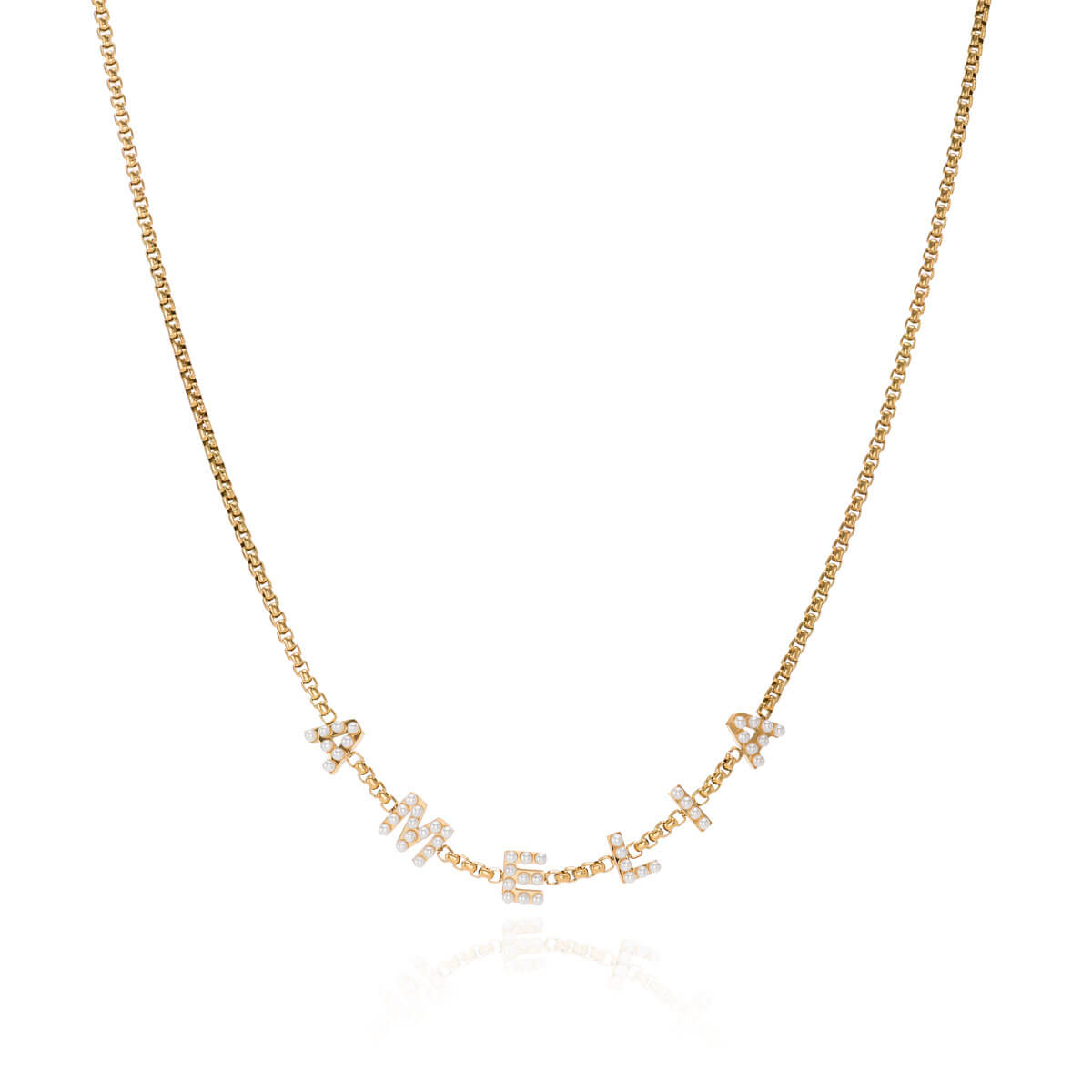 Pearl Custom Name Necklace (Gold)