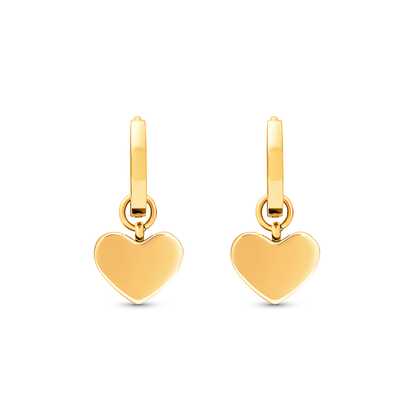 Mixed Metal Heart Huggie Earrings (Gold)