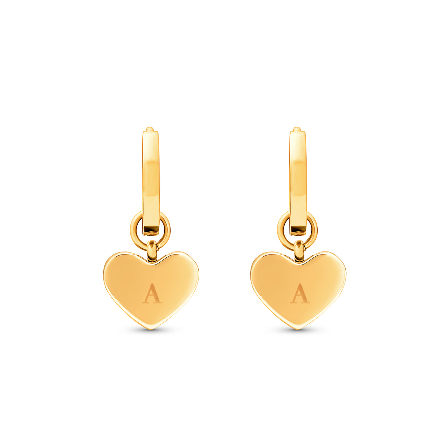 Green Quartz Heart Huggie Earrings (Gold)
