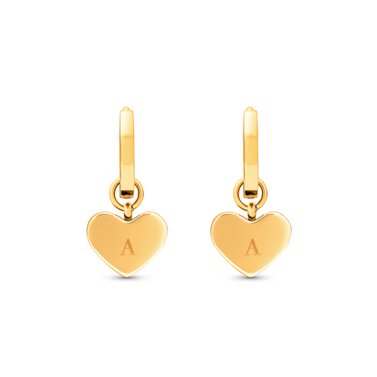 Mother of Pearl Heart Huggie Earrings (Gold)