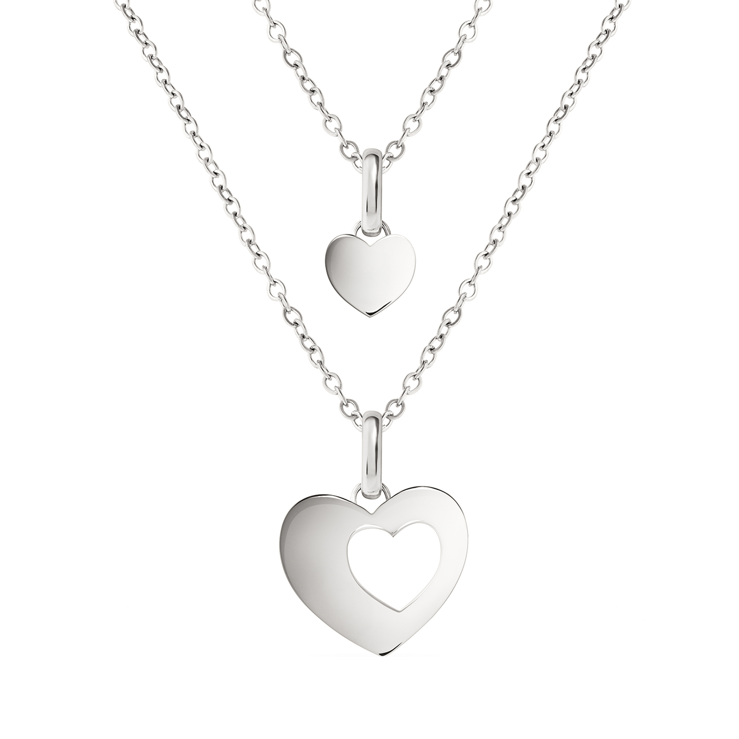 Heart 'Mini & Me' Necklace Set (Silver)