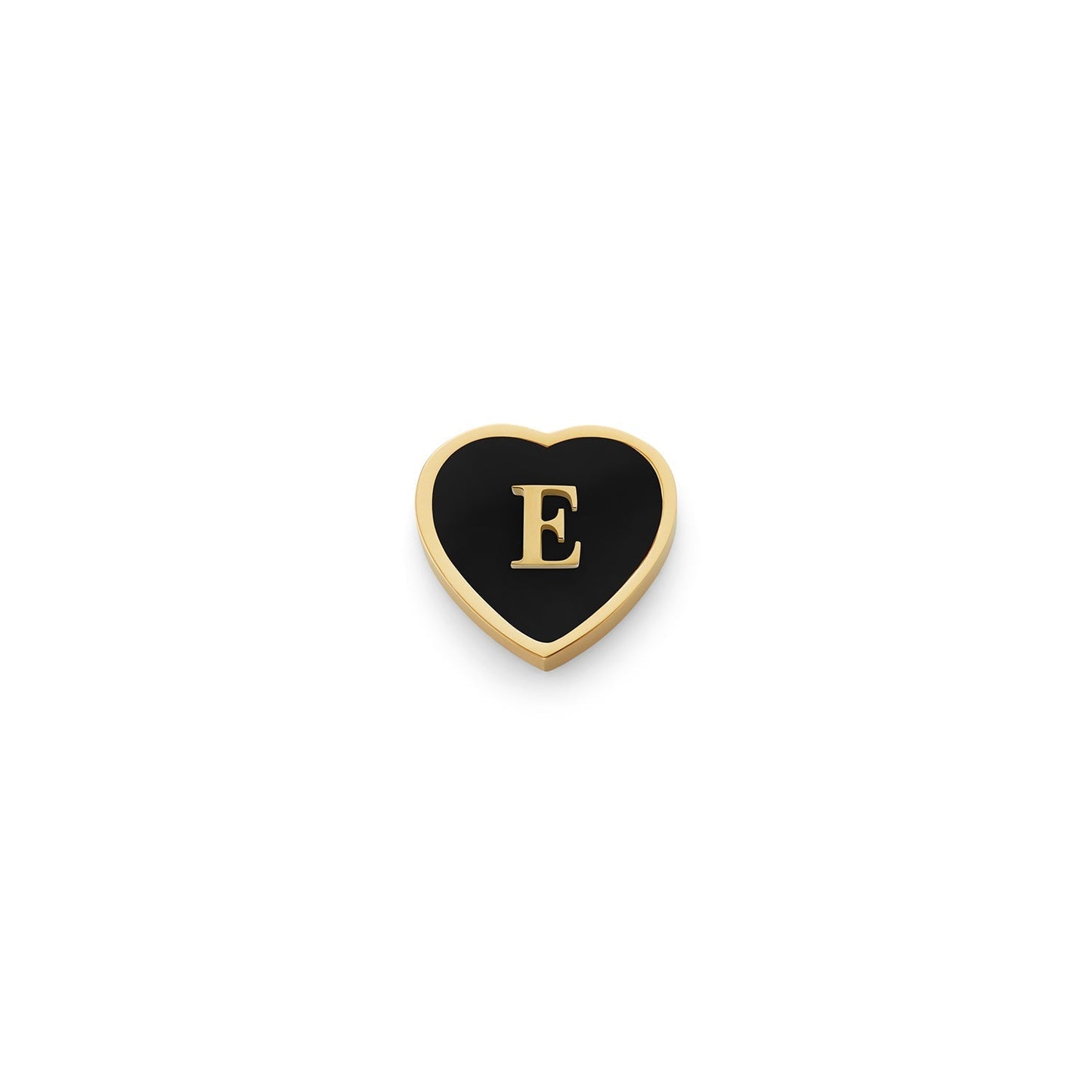 Black Enamel Heart Charms (Gold) - Initials