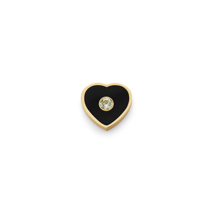 Black Enamel Heart Charms (Gold) - Birthstone