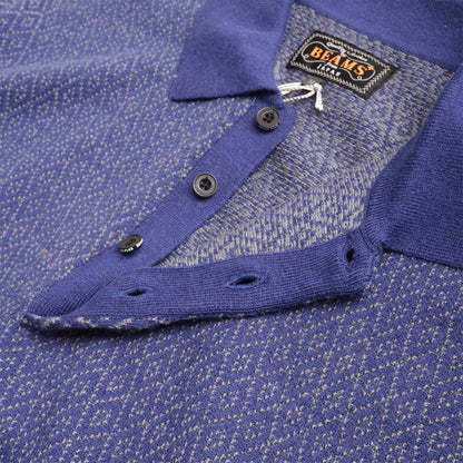 Beams Plus Diamond Pattern Knit Polo Shirt