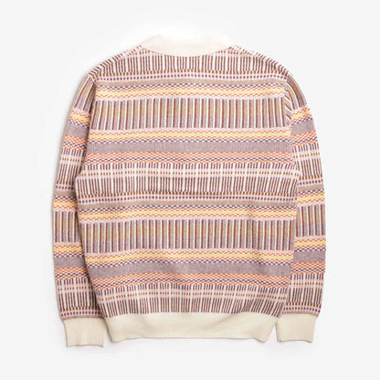 Beams Plus Half Zip Jacquard Knit Polo Shirt