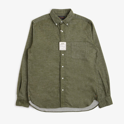 Beams Plus Button Down Solid Flannel Shirt