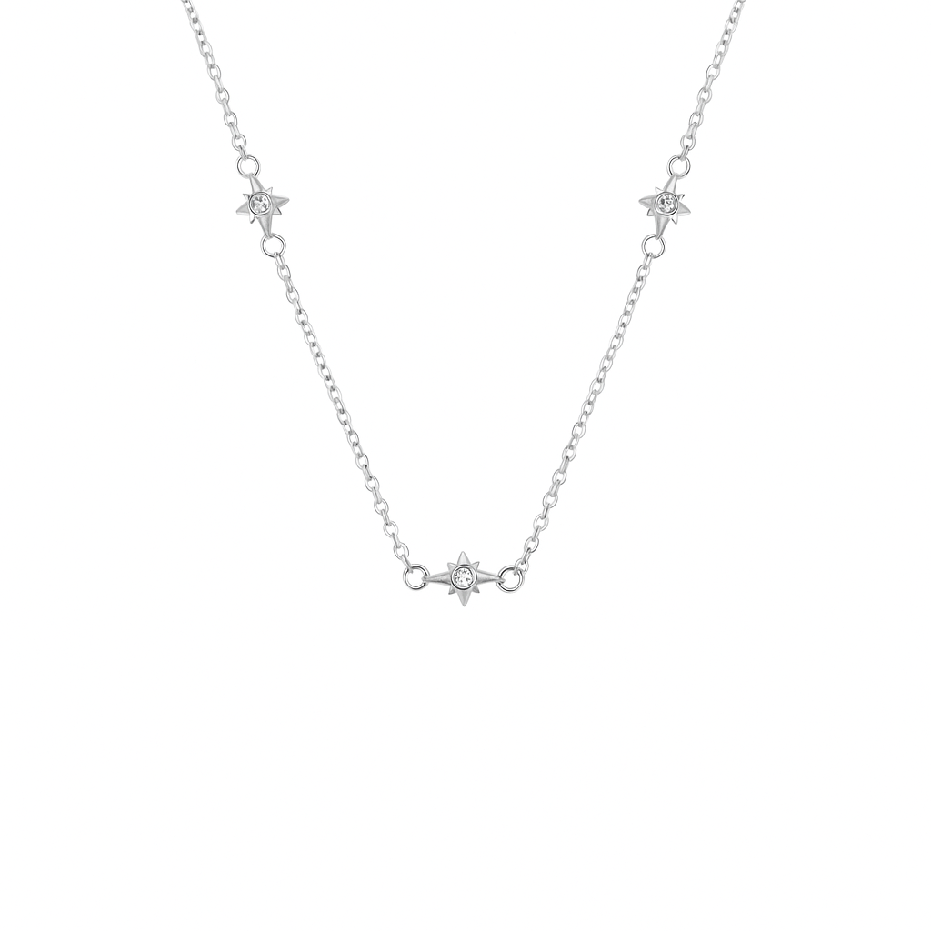 Mother of Pearl Cushion Necklace & Earrings Set (Silver)