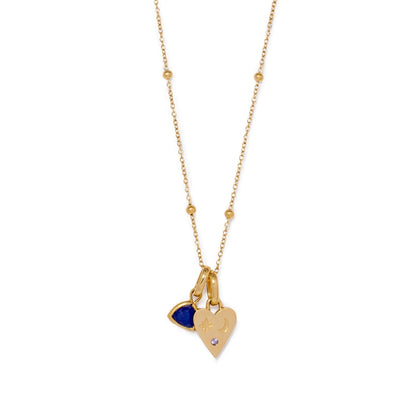 Custom Stamped Heart Pendant Necklace (Gold)
