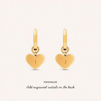 Butter Yellow Quartz Heart Huggie Earrings (Gold)