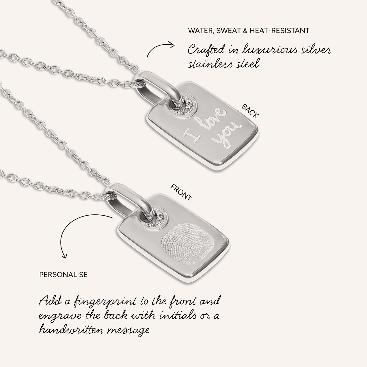 Fingerprint Written In The Stars Tag Necklace (Silver)
