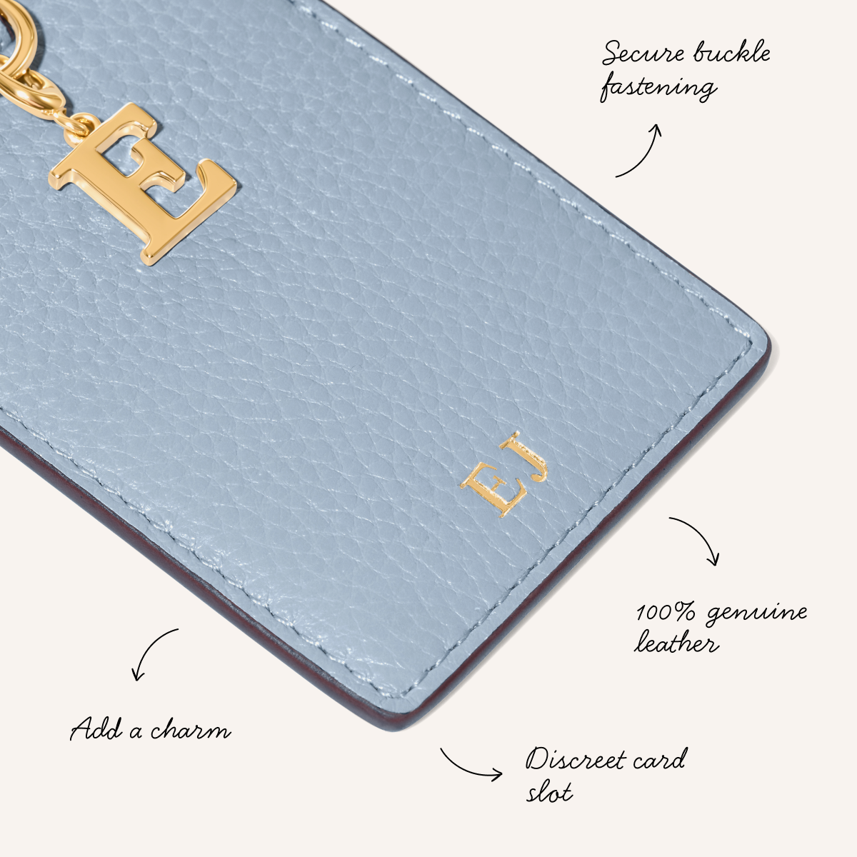 Leather Luggage Tag (Powder Blue)