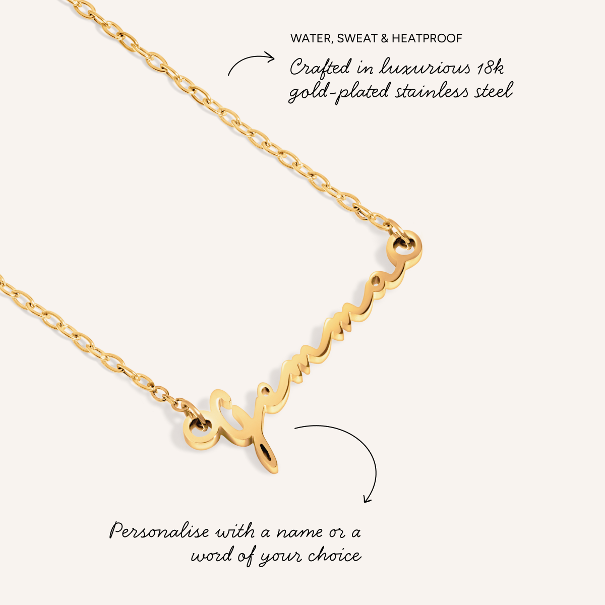 Mini Signature Name Necklace (Gold)