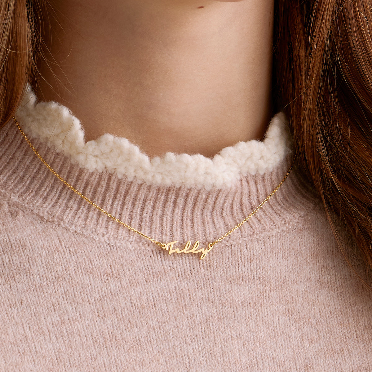 Matching Fine 'Mini & Me' Signature Name Necklace Set (Gold)