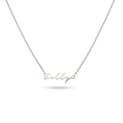 Matching 'Mini & Me' Signature Name Necklace Set (Silver)