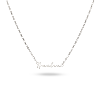 Fine Mini Signature Name Necklace (Silver)