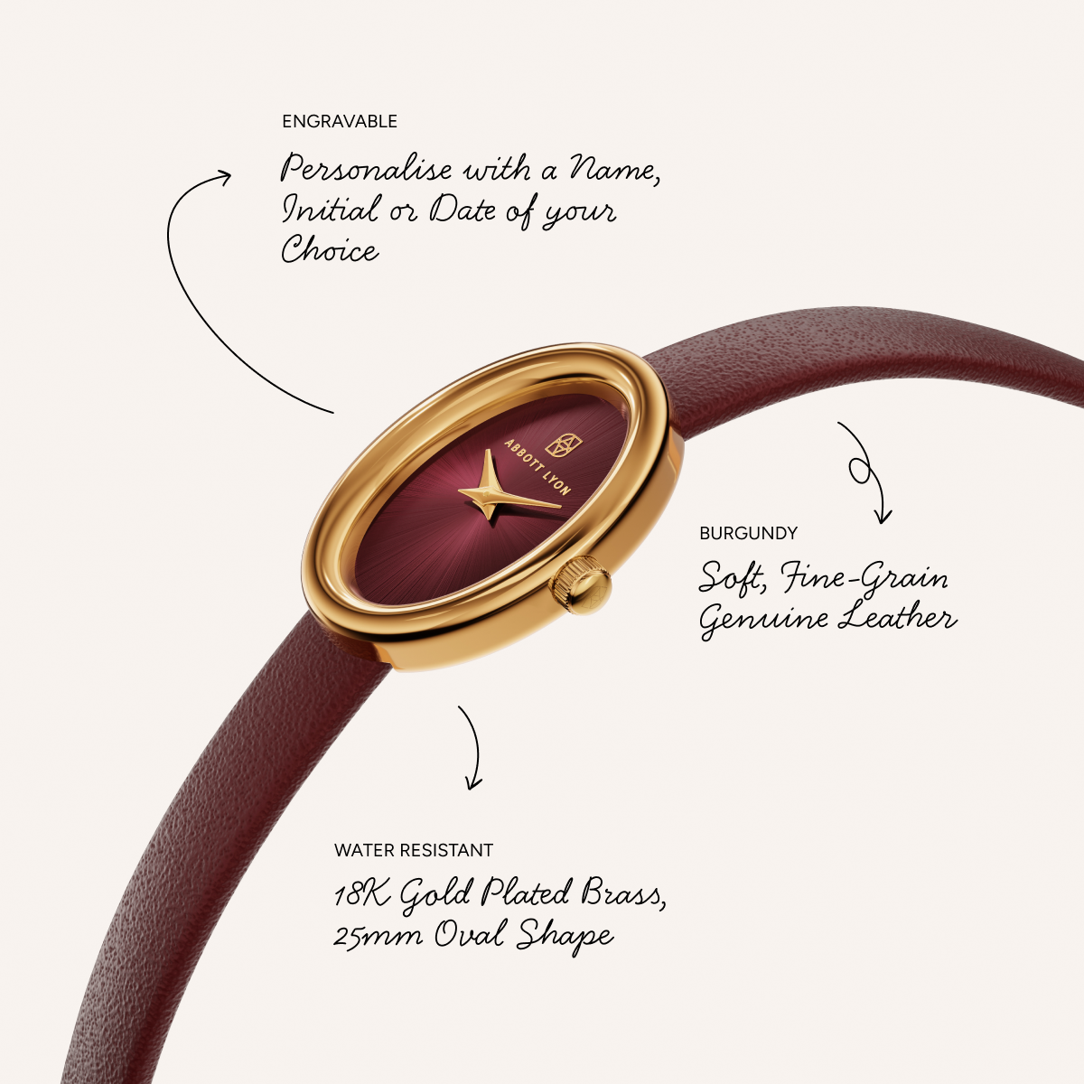 Monroe Burgundy Leather Watch