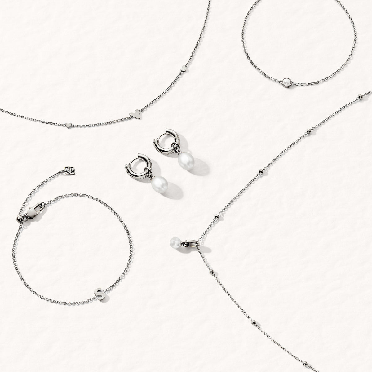 Mini Pearl Necklace Bridesmaids Gift Set (Silver)