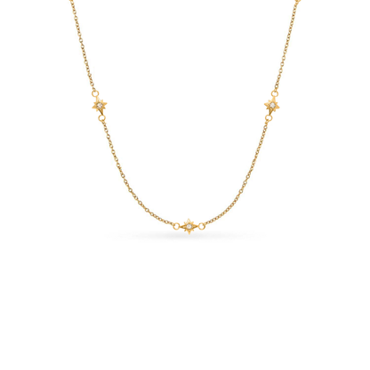 Fingerprint Moon & Star Tag Necklace (Gold)