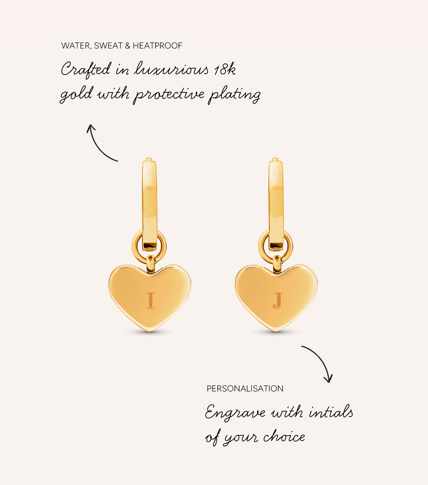Green Quartz Heart Huggie Earrings (Gold)