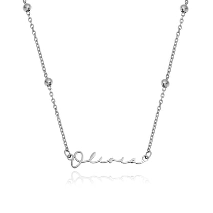 Matching 'Mini & Me' Signature Name Necklace Set (Silver)