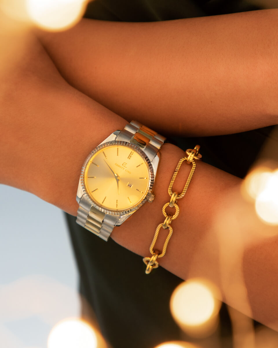 Silver Chain Champagne Belgravia 36 Watch